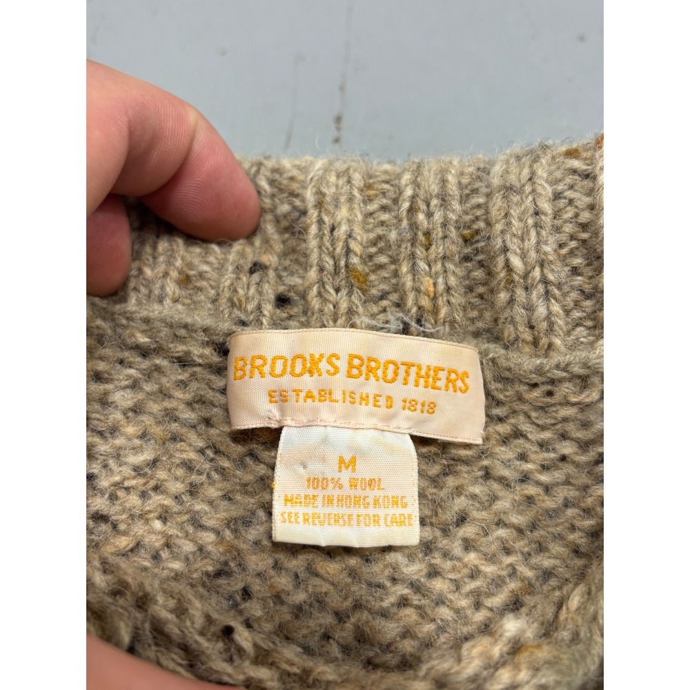 Vintage Brooks Brothers Mens Tan Donegal 100% Wool Turtleneck Sweater Medium - Picture 4 of 7